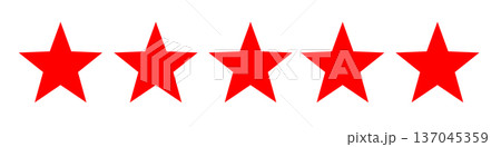 Five Red Stars Perfect Rating Icon Five Red Stars Perfect Rating Icon 137045359