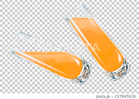 Watercolor set of transparent glasses with apricot juice at different fill levels isolated on white background for packaging mockups, menu design, branding projects, advertising layouts, healthy drink 137045619