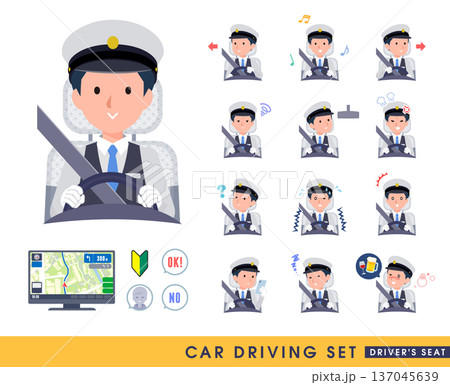 車を運転する運転手男性のセット。運転席。 車を運転する運転手男性のセット。運転席。 137045639