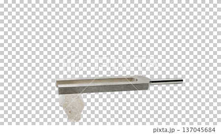 Macro photography of a tuning fork with a crystal and a DNA tuner (transparent background) 137045684