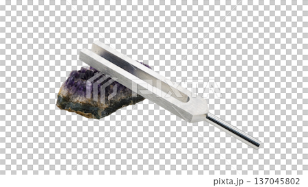 水晶調諧器和紫水晶原石的微距照片（透明背景） 137045802