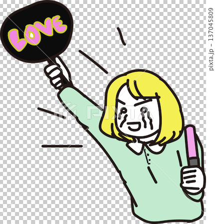 コンサートで推し活を楽しむ女性のイラスト 137045809