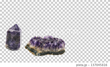 Amethyst crystal and point purification image background transparent 137045816