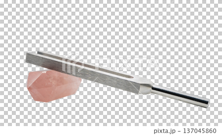 Rose quartz and crystal tuner, tuning fork and natural stone macro material 137045860