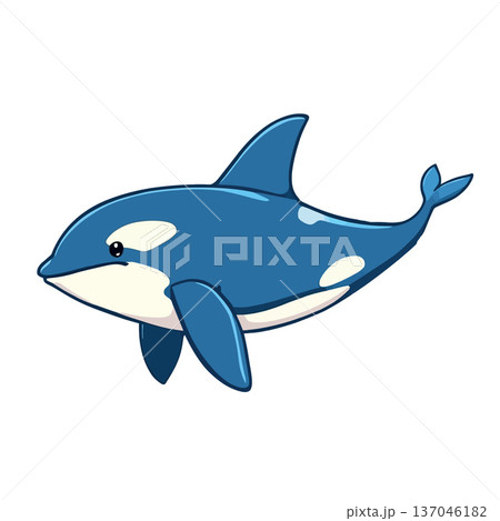 Cute cartoon orca swimming marine animal character 137046182