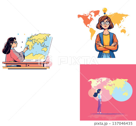 Vsai women studying world geography, global ideas, travel planning Vsai women studying world geography, global ideas, travel planning 137046435