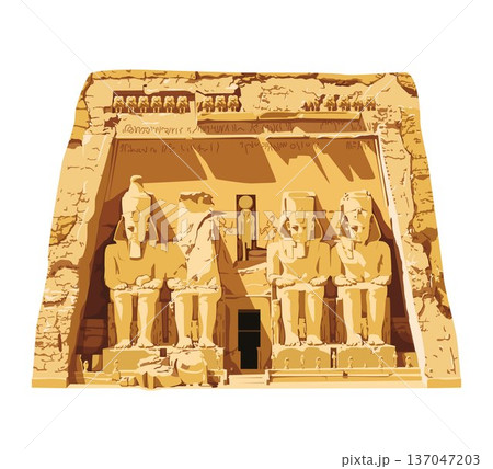 Abu Simbel Temple in Egypt isolated on white background vector illustration. Monuments and landmarks Series Abu Simbel Temple in Egypt isolated on white background vector illustration. Monuments and landmarks Series 137047203