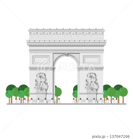 Arc de Triomphe in Paris, France, isolated on white background vector illustration. Monuments and landmarks Series 137047206