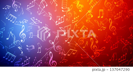 Musical notes . Neon background. Musical concept. Vector illustration. Musical notes . Neon background. Musical concept. Vector illustration. 137047290