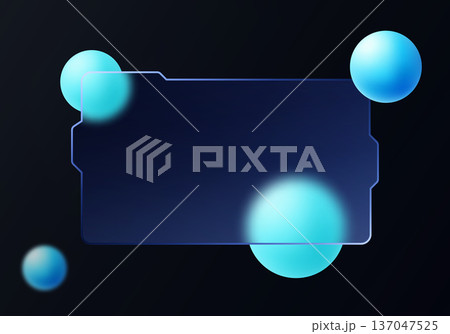 Dark glass morphism tech banner with cyan gradient spheres Dark glass morphism tech banner with cyan gradient spheres 137047525