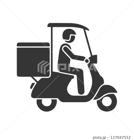 デリバリーバイクに乗った人物のシルエットアイコン 137047552