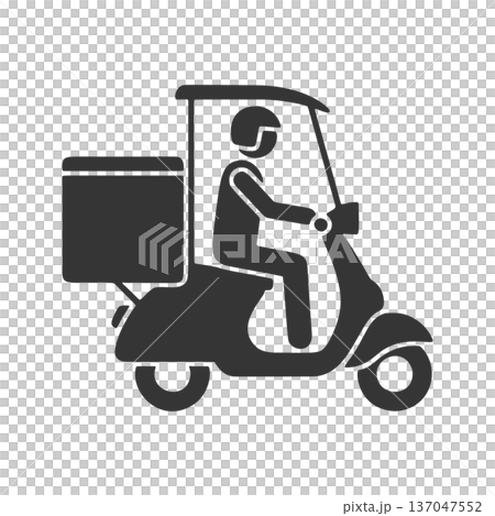 デリバリーバイクに乗った人物のシルエットアイコン 137047552
