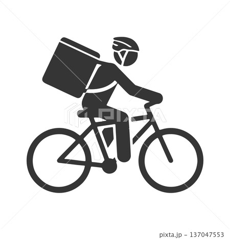 自転車に乗った配達員のシルエットアイコン 137047553