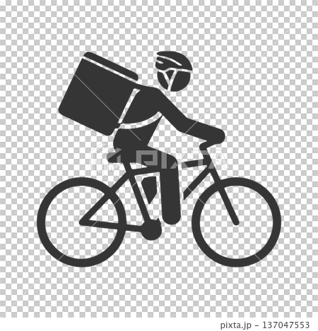 自転車に乗った配達員のシルエットアイコン 137047553