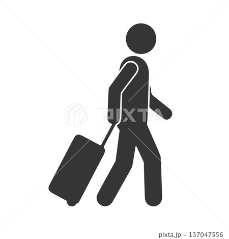 スーツケースを持つ人物のシルエットアイコン 137047556