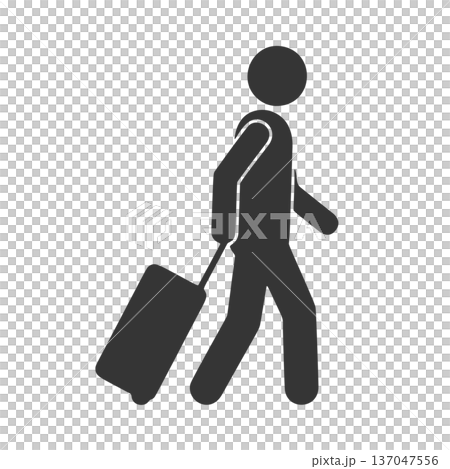 スーツケースを持つ人物のシルエットアイコン 137047556