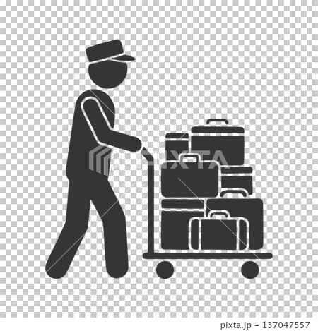 荷物を運ぶポーターのシルエットアイコン 荷物を運ぶポーターのシルエットアイコン 137047557