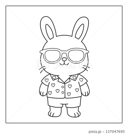 Stylish Cool Bunny Wearing Shirt and Sunglasses Trendy Outline Coloring Page for Kids Stylish Cool Bunny Wearing Shirt and Sunglasses Trendy Outline Coloring Page for Kids 137047695