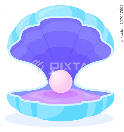 Clam shell cartoon icon. Open exotic seashell 137047805