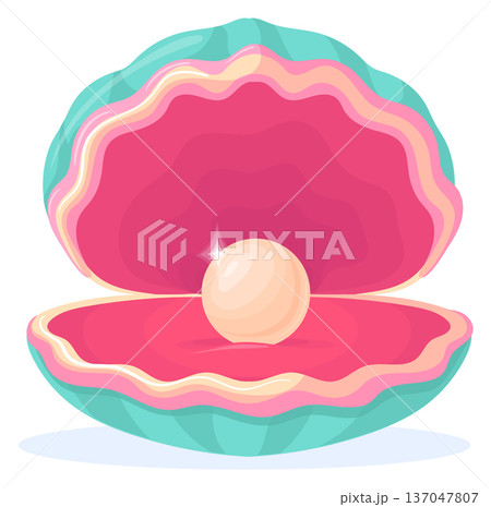 Pearl shell. Tropical ocean water treasure icon Pearl shell. Tropical ocean water treasure icon 137047807