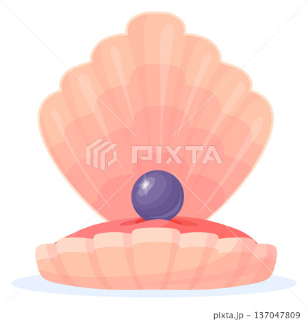 Ocean treasure cartoon icon. Oyster shell pearl 137047809
