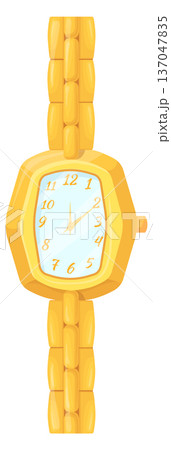 Golden watch. Luxury wrist accessory cartoon icon 137047835