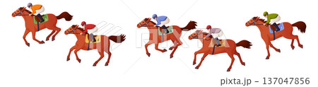 Horse race. Running stallions with riders sport competition 137047856