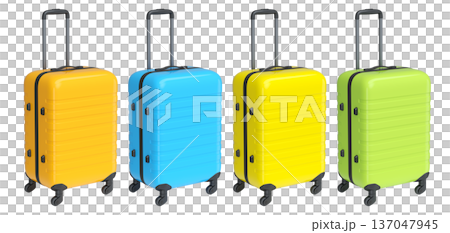 Set of luggage with beach accessories for summer holidays on white background. Set of luggage with beach accessories for summer holidays on white background. 137047945