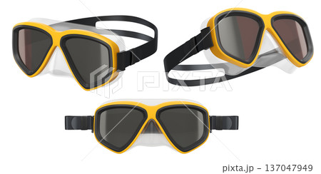 Set of diving mask and snorkel for snorkeling on white background. Set of diving mask and snorkel for snorkeling on white background. 137047949
