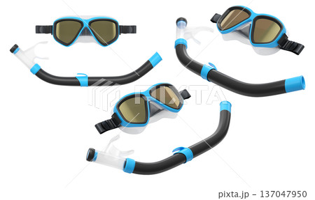 Set of diving mask and snorkel for snorkeling on white background. 137047950