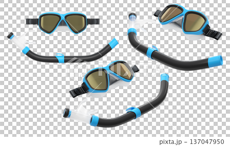 Set of diving mask and snorkel for snorkeling on white background. 137047950