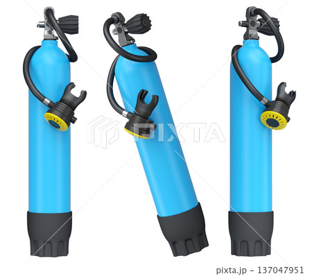 Set of diving tank full oxygen for snorkeling on white background. Set of diving tank full oxygen for snorkeling on white background. 137047951