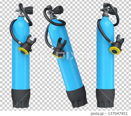 Set of diving tank full oxygen for snorkeling on white background. 137047951