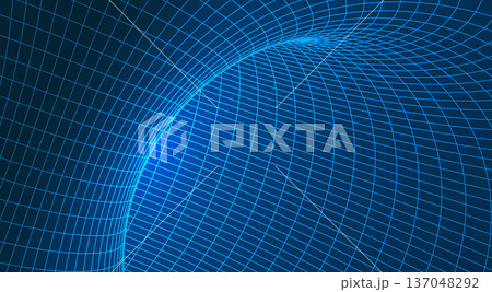 Digital network tunnel with 3D wireframe mesh 137048292