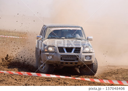 Off-road rally raid 4X4 jeep sprint race. Off-road rally raid 4X4 jeep sprint race. 137048406