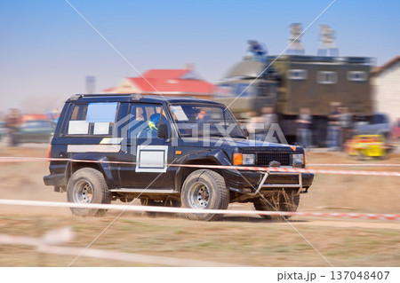 Off-road rally raid 4X4 jeep sprint race. 137048407
