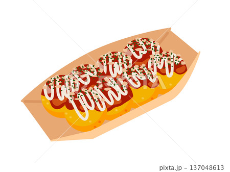 パックに入った美味しそうなたこ焼き パックに入った美味しそうなたこ焼き 137048613