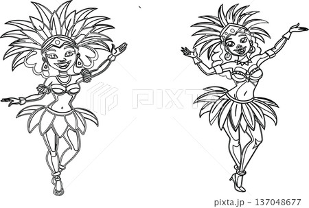 Brazilian woman in transparent carnival costume to color- 137048677