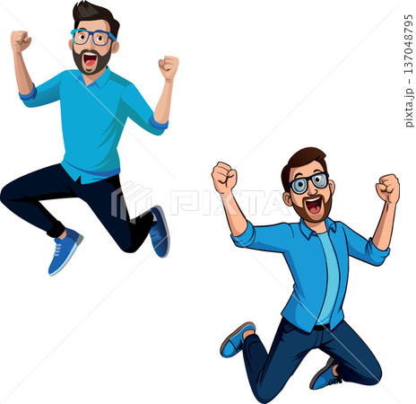 Happy man jumping and celebrating with excitement 137048795