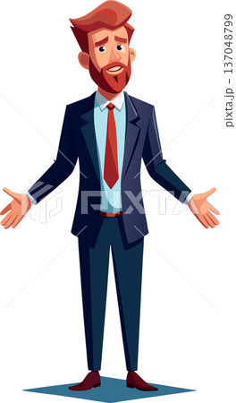 Businessman shrugging with open palms in uncertainty Businessman shrugging with open palms in uncertainty 137048799