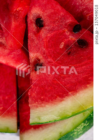 Fresh juicy sliced watermelon close up 137049018