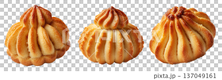 Set of Maamoul traditional sesame covered pastry, cookies powdered with sugar on white background. Concept of baked dessert food 137049161