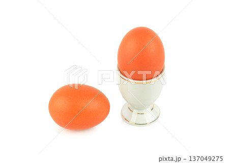 Hard Boiled Eggs in Porcelain Holder Still Life Hard Boiled Eggs in Porcelain Holder Still Life 137049275