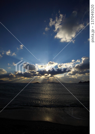 Seaside town of Turgutreis and spectacular sunsets. Bodrum, Turkey. 137049320