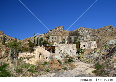 A village on the mountain slope A village on the mountain slope 137049346