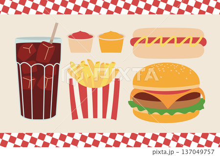 ハンバーガー ファストフード ジャンクフード イラスト ハンバーガー ファストフード ジャンクフード イラスト 137049757