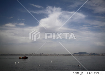 view of istanbul. sea, clouds and city. 137049919
