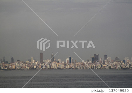 view of istanbul. sea, clouds and city. view of istanbul. sea, clouds and city. 137049920
