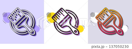 Paint brush line icon. Halftone dotted pattern. Gradient icon with grain shadow. Wall paintbrush sign. Creative drawing art symbol. Line brush icon. Various designs. Vector 137050230