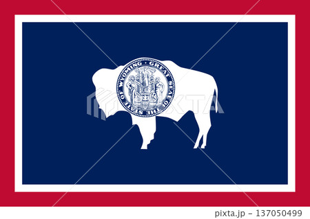 Wyoming state flag 3-2 ratio. Part of The United States of America. Clean design for print, web, or educational use. Vector illustration. 137050499